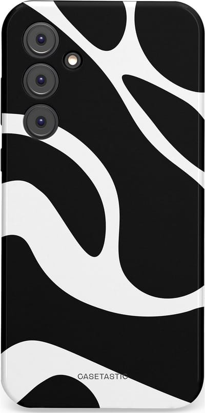 Casetastic Hoesje Geschikt voor Samsung A35 - Stijlvolle Beschermende Duo-layer Case - Zwart Wit Golven