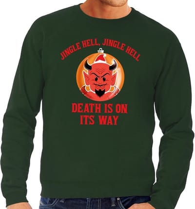Foute kersttrui / sweater voor heren - groen - Duivel Jingle Hell S
