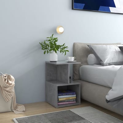 vidaXL - Nachtkastje - 35x35x55 - cm - bewerkt - hout - betongrijs