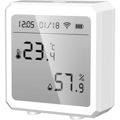 Détecteur d'humidité et de température Tuya WiFi BT, écran LCD, capteurs, alarme haute/basse température/humidité blanc