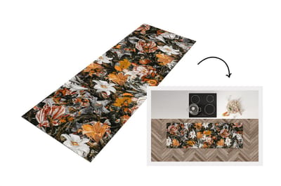 Keukenloper - Loper keuken - Bloemen - Kunst - Collage - 150x50 cm - Keukenloper vinyl