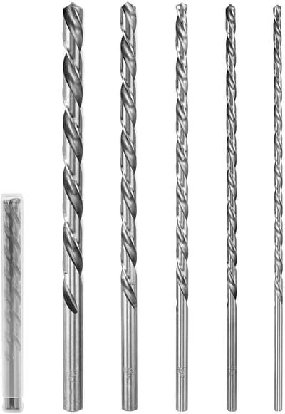 Set van 5 HSS Twist Boorbits van 200 mm met diameters 4 mm, 5 mm, 6 mm, 8 mm en 10 mm voor precisiebewerking