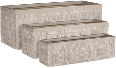 Mica Decorations Tallinn Plantenbak - 75 x 27 x 28 cm - Magnesium - Taupe - Set van 3