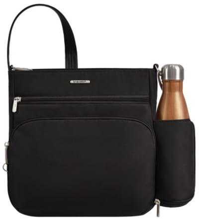 Travelon Classic N/S Anti-Diefstal Crossbody Tas - Grote Dames Schoudertas met RFID & Drinkflesvak - 6,5L - Zwart
