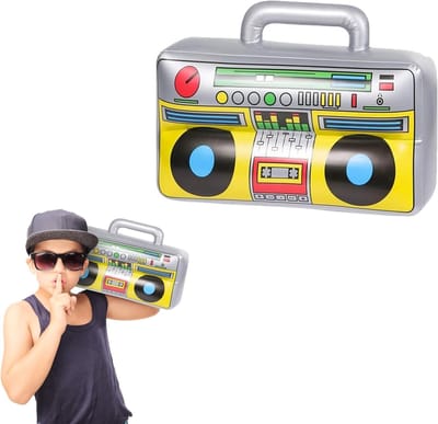 Opblaasbare Radio Boom Box Set voor Feestdecoraties, Hip Hop Kostuum Accessoires en Retro Party Props - Multi-Kleurige Rockster Speelgoed