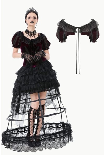 Dark in Love - Gothic Thorn Rose Princess Bolero - L - Zwart/Rood