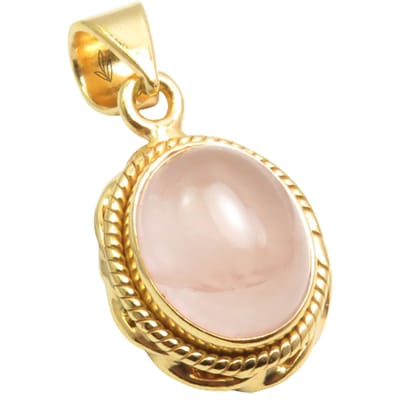 Natuursieraad -  925 sterling zilver goud verguld rozenkwarts hanger - luxe edelsteen sieraad - handgemaakt