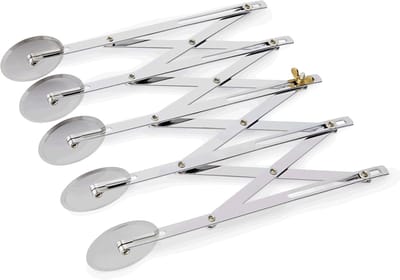 Deegsnijder 5 Wielen - Pastasnijder Deegverdeler - Bakken en Pastry - Verstelbare Snijbreedte - 48.5 cm Breed - Zilver