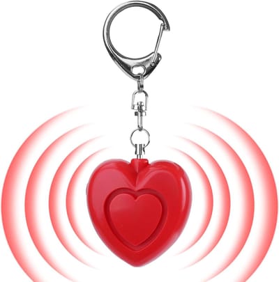 Persoonlijk alarm - Veiligheidssleutelhanger - Persoonlijke bescherming - 125 dB geluid - Hartvormig - Rood