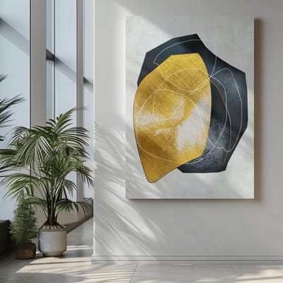 Canvas Schilderij - Abstract - Goud en Zwart - 60x40x2 cm