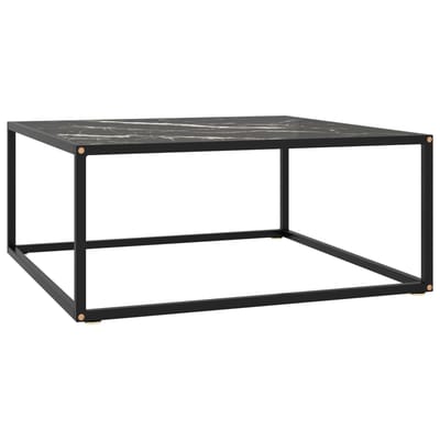 vidaXL - Salontafel - met - zwart - marmerglas - 80x80x35 - cm - zwart