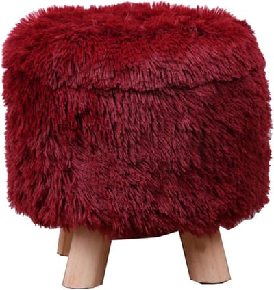 Ronde Poef - Opbergkruk - Extra Zitting - Met Opbergruimte - 30 cm Hoog - Rood