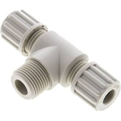 8x6mm En G3/8'' PP T-Vormige Knelfitting Met Buitendraad 10 Bar