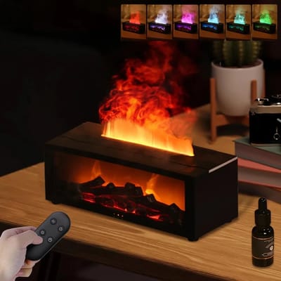 Luchtbevochtiger Essentiële Olie Diffuser Vlam Aroma Luchtbevochtiger Thuis Kamer Geurverspreider met Nachtlampje Aromatherapie Diffuser