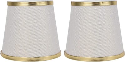 2 stuks lampenkappen - trommelstof E14 beige wit met gouden rand - tafel-, vloerlamp en kroonluchter - 45x6x55 inch - verfraaiing verlichtingselement