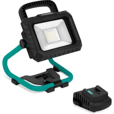 VONROC Accu Bouwlamp 20V - LED - 20W – 2 standen: 900/1800 lumen – kantelbaar – brede stralingshoek - Incl. 2.0Ah accu en snellader