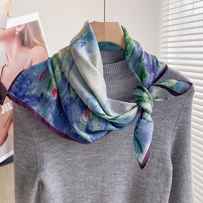 Sjaal vierkante sjaal van 70x70 cm voor dames - Landelijke stijl - Nekbeschermende sjaal - Dunne driehoekige hoofdsjaal/sjaal-Stijl 16