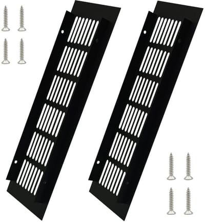 Dailygoods- Ventilatierooster Zwart - Aluminium - Rechthoekig - 250 x 80 mm - 2 Stuks - Corrosiebestendig - Eenvoudig te Installeren - Luchtrooster