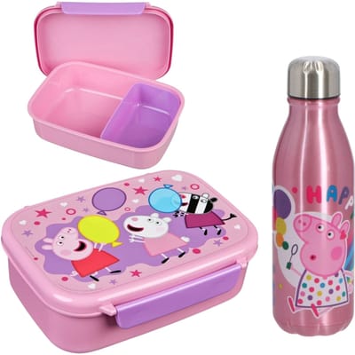 Peppa Pig lunchset; lunchbox en drinkfles