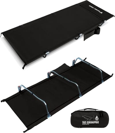 Veldbed Inklapbaar - Campingbed Opvouwbaar - Outdoor Kamperen - Extra Breed Draagvermogen - 190 x 70 cm - Zwart