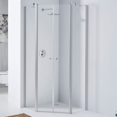 Koralle TwiggyPlus pentagonal shower swing door with fixed element 90 x 185 cm VZ34609018AA1