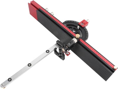 Tafelzaag Verstekgeleider - Precisie Houtbewerking - Nauwkeurig Zagen - 13 Hoekstops - Tot 36 Inch - Zilverkleurig