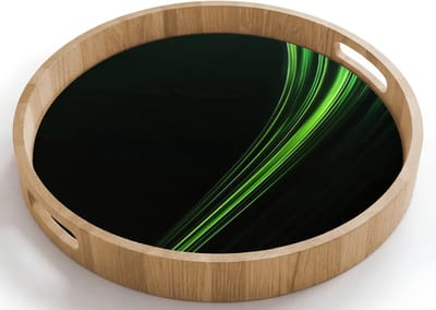 Dienblad rond 40x40 cm - Schootdienblad hout - Gaming - Lijnen - Boog - Groen - Borrelplank rechthoek - Plateau houten dienbladen