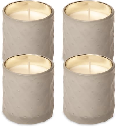 Spaas Geurloze Kaarsen in Wit Getextureerd Glas - circa 25u – Ø7cm - 4 Kaarsen