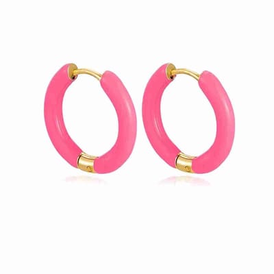 WeLoveSilver - chirurgisch staal oorbellen - roze en goudkleurig - 15 mm