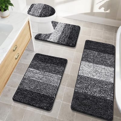 Antislip Badkleedset 4-delig voor Badkamer - Zachte Shaggy Badmatset met U-vormige Toiletmat