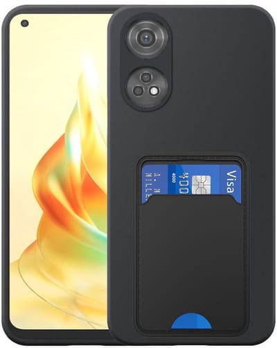 Geschikt voor Oppo Reno 8T 4G Telefoonhoesje met TPU Pasjeshouder - Flexible Back Cover Case Siliconen TPU with Cardslot - Zwart - Smartphonica geschikt voor Oppo Reno8T 4G