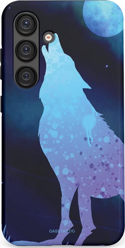 Casetastic Hoesje Geschikt voor Samsung S25 - Stijlvolle Beschermende Duo-layer Case - Blauwe Wolvennacht