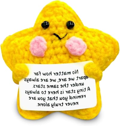 Gelukscharme Knuffel met Ster Motief | Emotionele Steun Pluche Dier | Handgemaakt Cadeau voor Positieve Energie en Troost