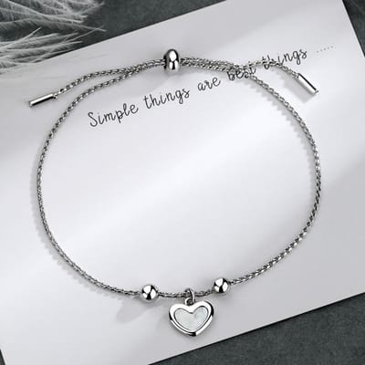 Bracelet à breloques en forme de cœur argenté pour femme, bijou de mariage, Sl024 white