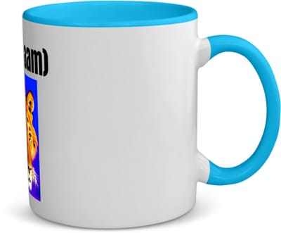 Akyol - tijger met eigen naam koffiemok - theemok - blauw - Tijger - dieren liefhebber - iemand die houdt van tijgers - verjaardag - cadeau - kado - geschenk - 350 ML inhoud