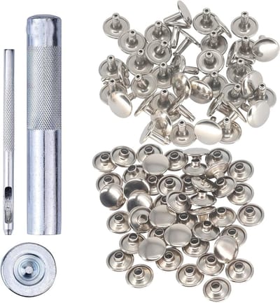 Klinknagels Kit - Metaal Bevestigers - Leder Werk - Dubbele Dop - 6mm 5mm - Zilver