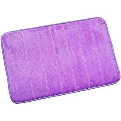 Tapis de Sol de Toilette Couleur Unie Tapis en Velours Corail Coton Mémoire Paillasson d'Hôtel Absorbant Antidérapant More sizes purple
