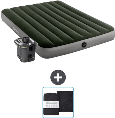 Intex Luchtbed - Twijfelaar - 137 x 191 x 25 cm - Groen - Inclusief pomp en Hoeslaken