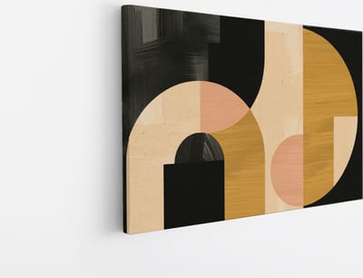 Saammp Canvas Schilderij - Abstract - Geometrische Kunst - Goud - 30x20 - Foto op canvas - Wanddecoratie - muurdecoratie Woonkamer - Slaapkamer decoratie - Canvas Print