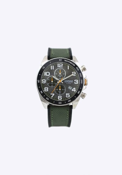 Mistral Watch Sea Time | Heren Horloge | Groen | Quartz Chronograaf | Seiko VD57 Uurwerk | Siliconen Band | 50m Waterbestendig | One Size
