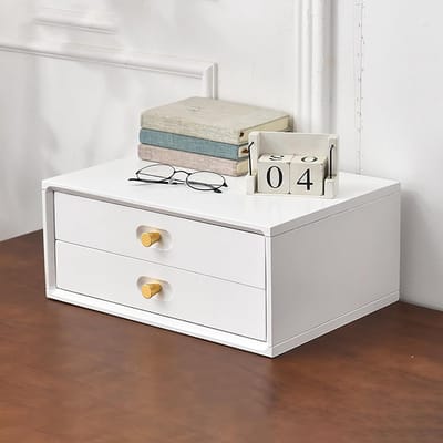 Houten Ladeblok - Bureau Opberger - Kantoor Organiseren - Massief Hout Constructie - Wit