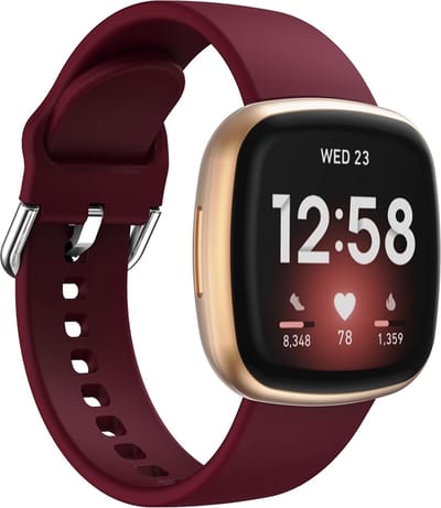 By Qubix - Compatible Fitbit bandje - geschikt voor Fitbit Versa 3 & 4 / Sense 1 & 2 - Siliconen bandje - Wijnrood Smartwatchbandje bandje Armband Polsband Strap Band Watchband
