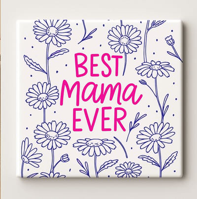Best Mama Ever Keramische Tegel 15x15cm – Schattig Madeliefjes Ontwerp – Perfect Moederdag of Verjaardagscadeau voor Mama