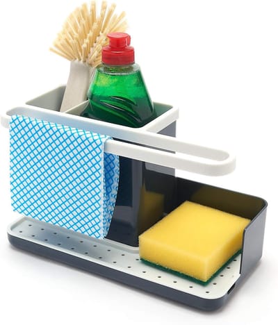 Opbergbakje Gootsteen - Aanrechtorganizer met Verwijderbaar Lekbakje - Antislip en Ruimtebesparend - Compact Design
