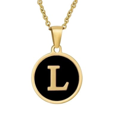 Aramat Jewels | Halskettingen | Stalen letter Ketting in goudkleur met zwart | L | |1,5mm | Staal | Volwassenen | Verkleurd niet