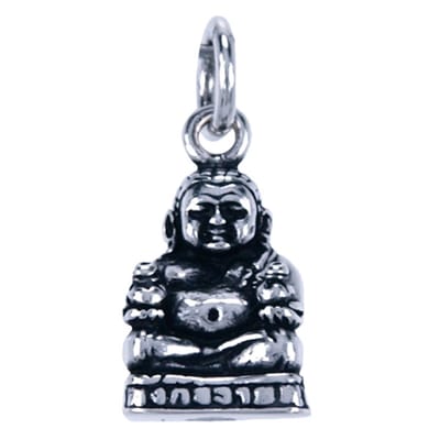 Zilveren Hotei ketting hanger - geldbuidel