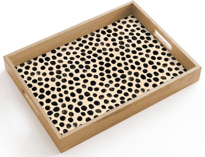 Dienblad hout 40x30 cm - Schootdienblad - Stippen - Patroon - Zwart - Borrelplank rechthoek - Plateau dienbladen
