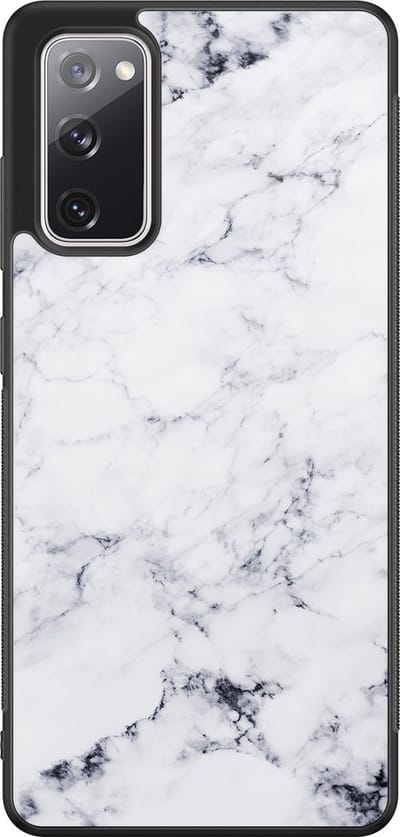 Leuke Telefoonhoesjes - Hoesje geschikt voor Samsung Galaxy S20 FE - Marmer grijs - Backcover zwart - Marmer - Grijs