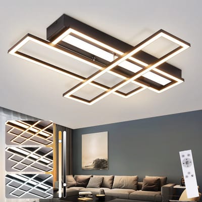 NETTLIFE Plafondlamp LED - Zwart - vierkant - 4-Lichts - 3000-6000K Dimbaar - Moderne Plafondverlichting - voor Woonkamer | Slaapkamer | Keuken | Gang - 54W