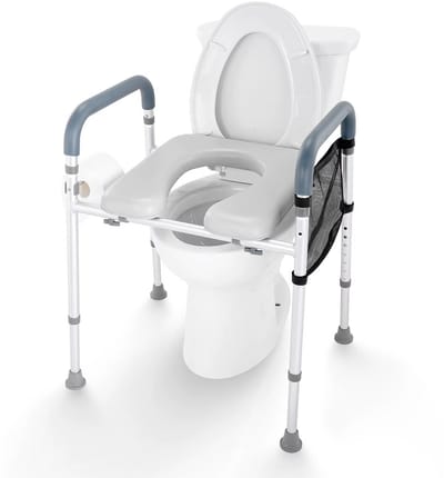 JOYNEXTBUY - Toiletverhoger – Verstelbare Toiletbril Verhoger – Toiletbrilverhoger - Verhoogde Toiletbril - Gewatteerd Frame